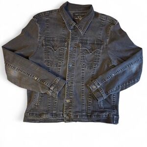 True Religion Men's Black Denim Trucker Jacket